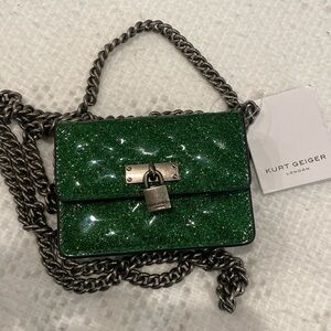 Kurt Geiger Green Glitter Crossbody Bag